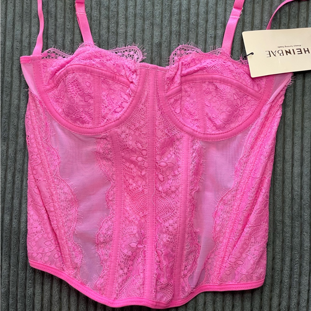SHEIN Pink Lace Corset top